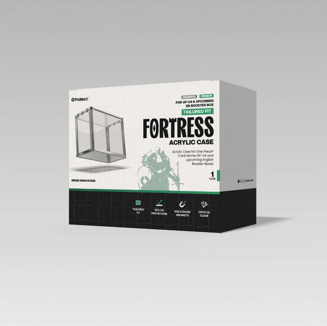 Acryl-Case für One Piece Englisch Booster-Box von Most Wanted Cards, schützt die Sammelbox vor Staub und Schäden.