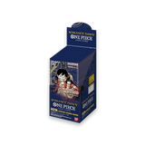 Bandai One Piece Romance Dawn Booster Box für Sammelkartenspiel, zeigt die Verpackung mit mehreren Karten.